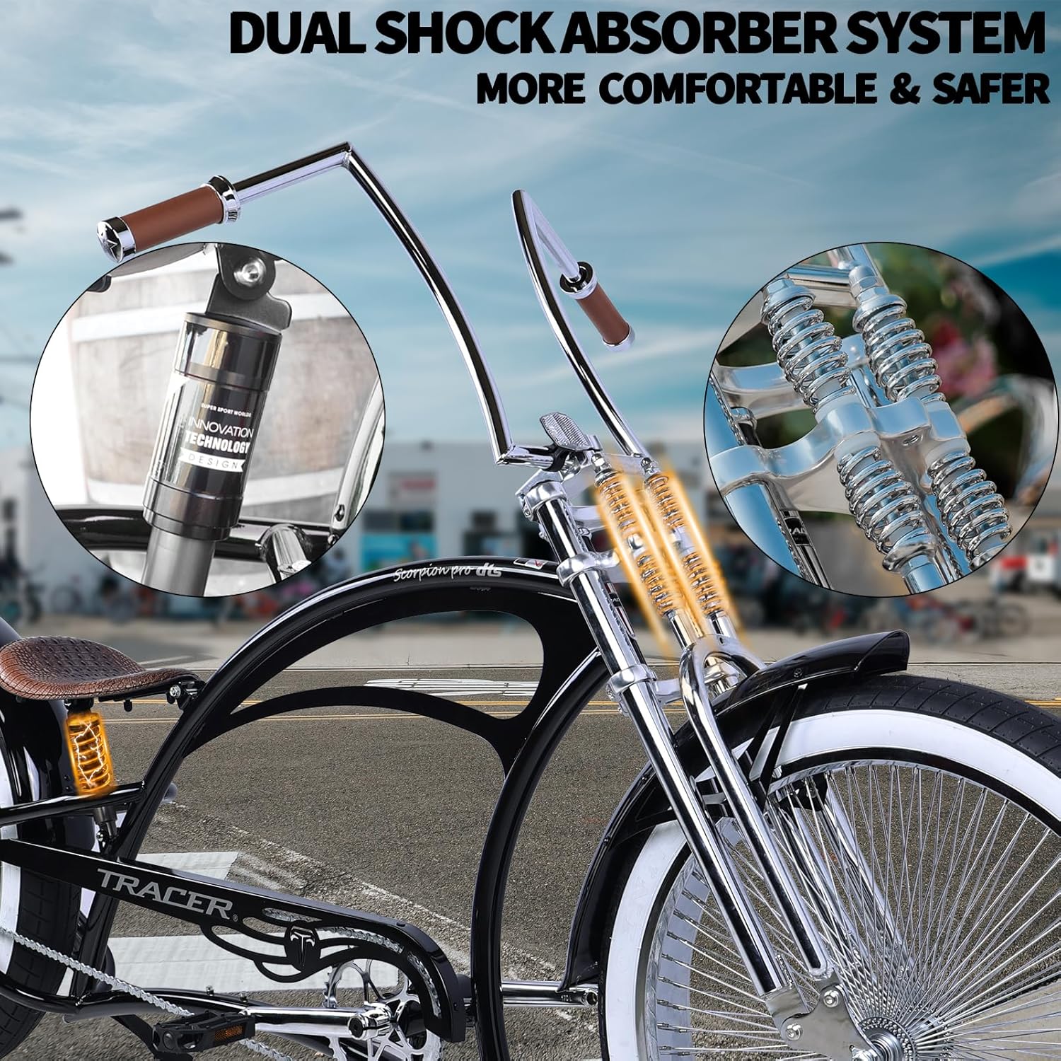 Scorpion Pro DTS Stretch Cruiser Bike | Fat Tire Chopper