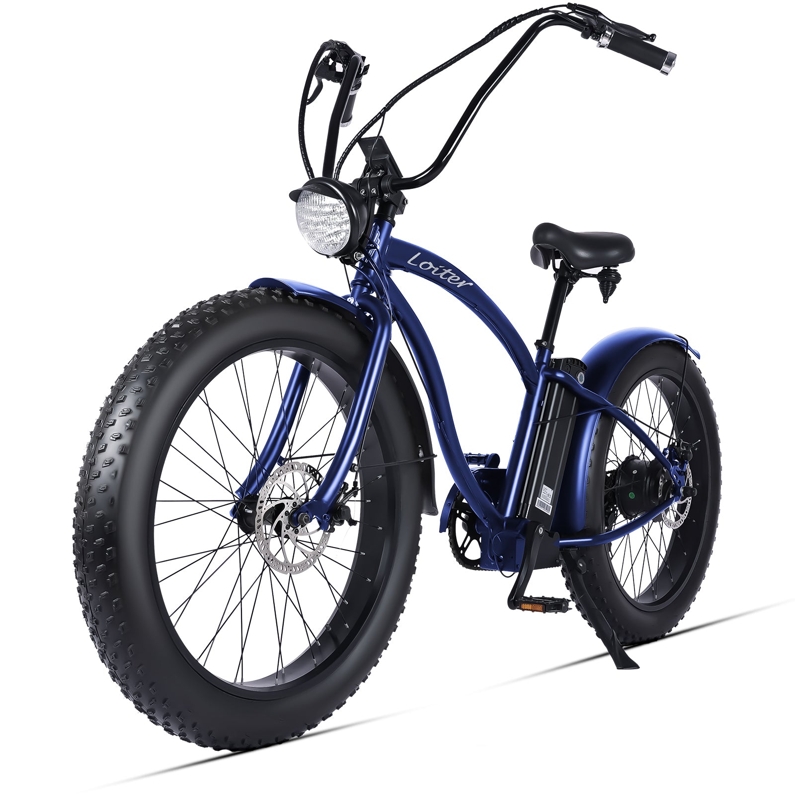 side view of Tracer loiter cruiser electric bike disc brake ape handlebar fat tire for man