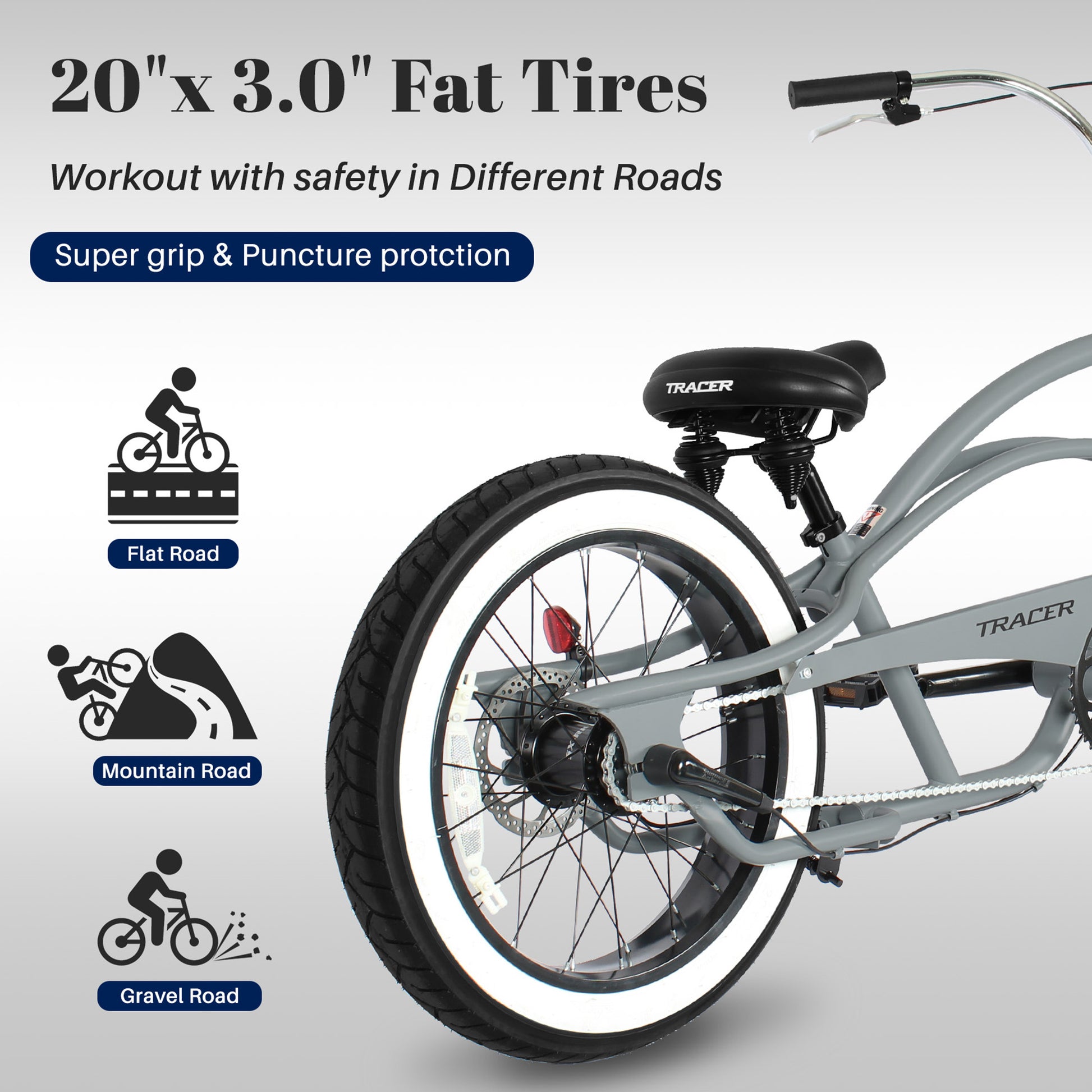 Master 3i 20-inch 3-speed stretch chopper cruiser bike