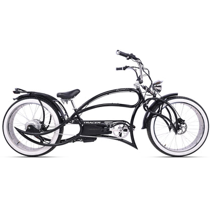 Tracer Beyond Stretch Cruiser E-bike bright chrome headlight in black 