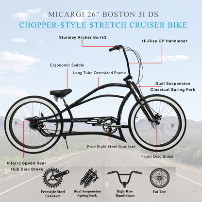 Micargi Boston 3i DS Stretch Cruiser Bicycle