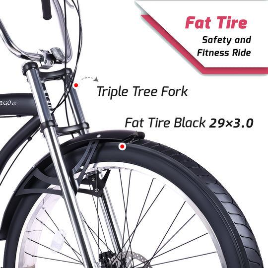 Micargi Largo GT7 29" Beach Cruiser Bike 7-Speed