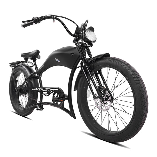 Side view of Twenty5 GT 800W Electric Chopper Bike disc brake 26inch matte black