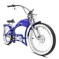Side view of Twenty5 GT 800W Electric Chopper Bike bright headlight triple tree fork