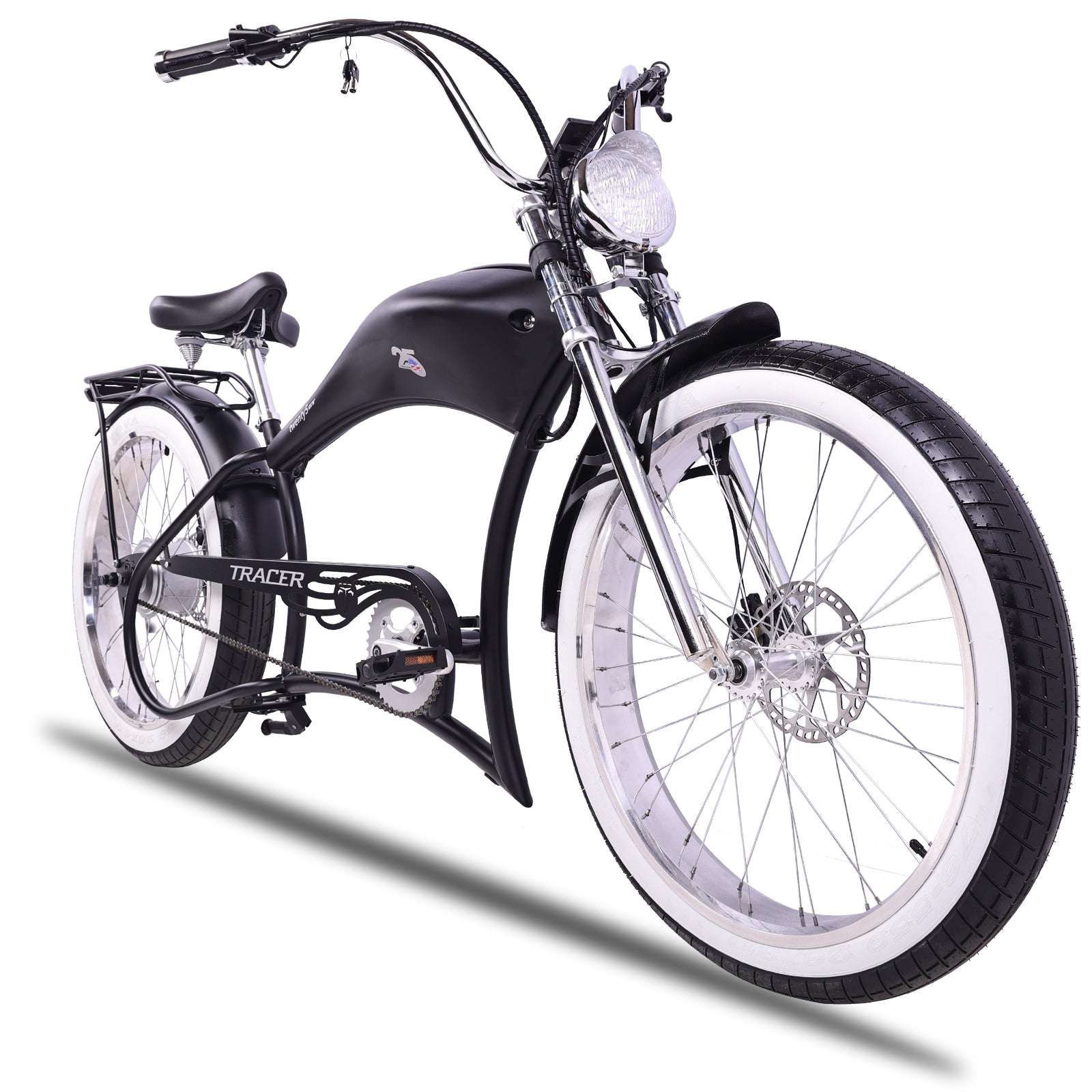 gt moto bicycle Twenty5 800W Chopper Stretch Cruiser Ebike GTS / Matte Black/Polish