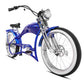 Side view of Tracer Twenty5 DS 800W Electric Chopper Bike mid handlebar with rack bright headlight