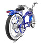 side view of Tracer Twenty5 DS 800W Electric Chopper Bike fat tire blue 26 inch