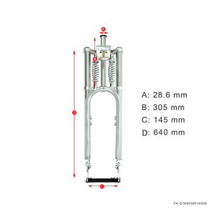 Micargi 26" Over and under dual spring Classical Chrome Fork 28.6mm for 3.0 4.0 Fat Tire