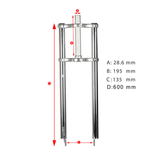 Micargi FK-TP62218135D8 26" Chopper Bicycle Triple Tree Aluminum Crown Disc Brake Fork