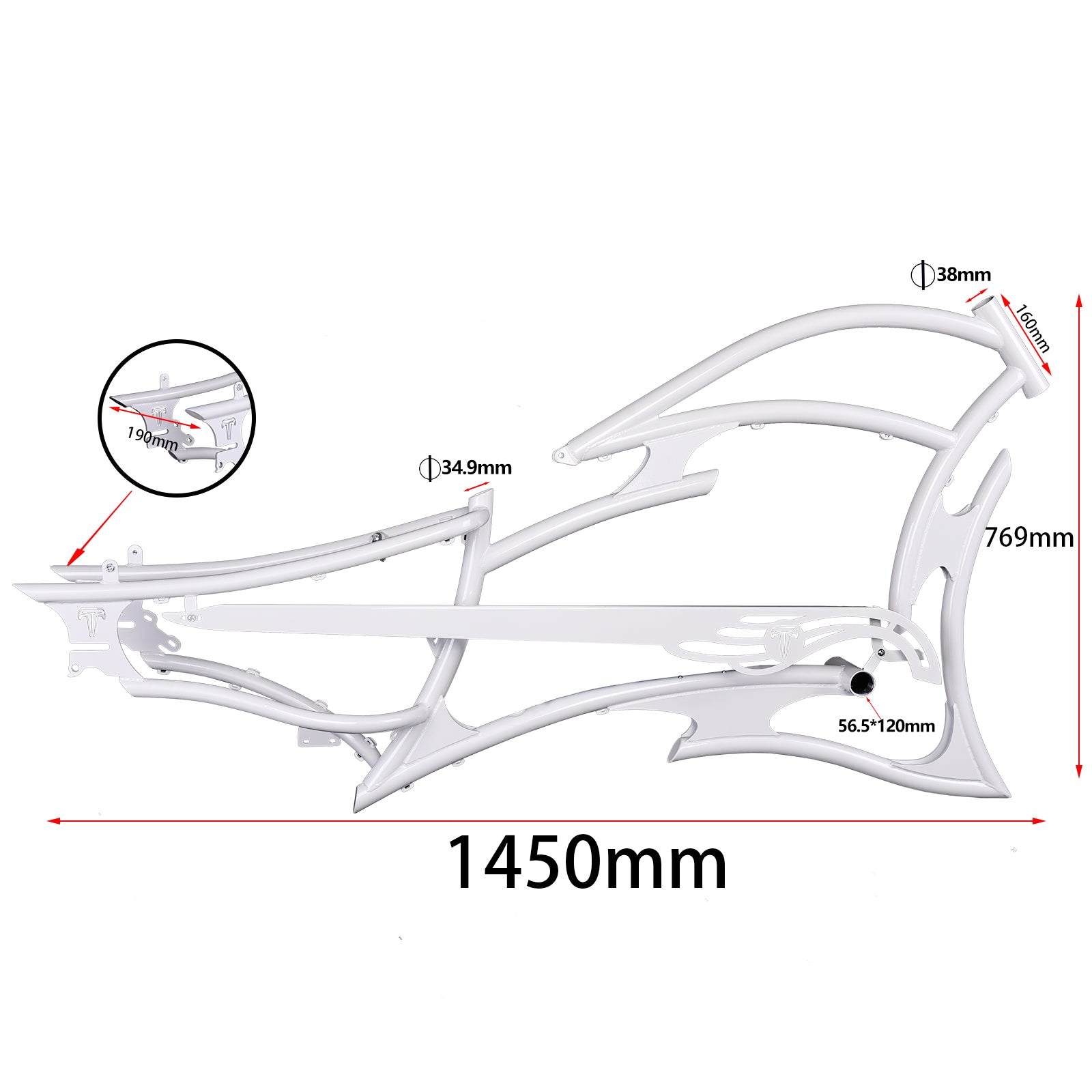 Micargi RAIDER Oversized Frame 7 SPEED for 3.0 4.0 Fat Tire Beach Cruiser Bike 26inch white