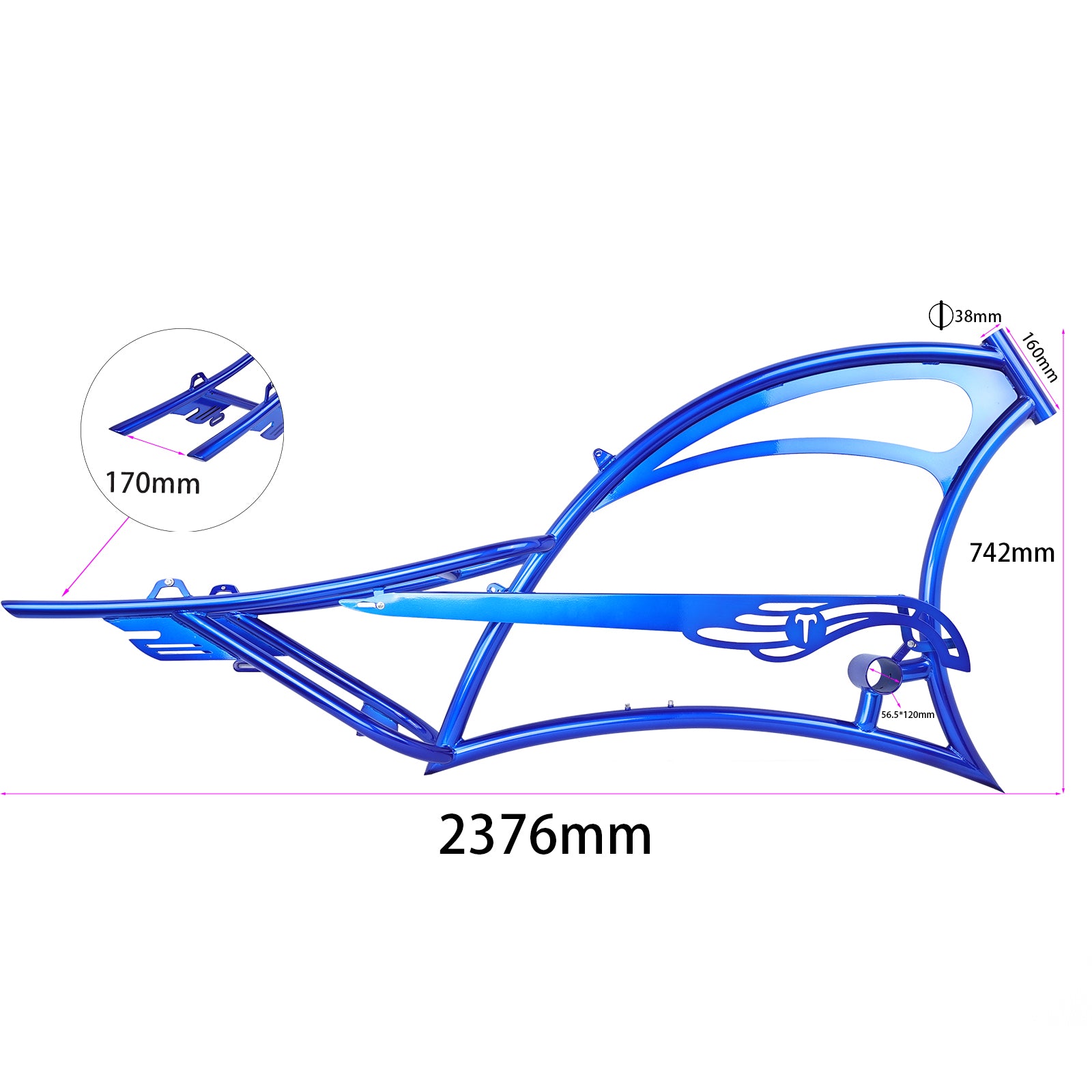 Micargi Scorpion pro dts Bicycle Frame Fenders Saddle for 26" 3.0 4.0 Fat Tire Blue