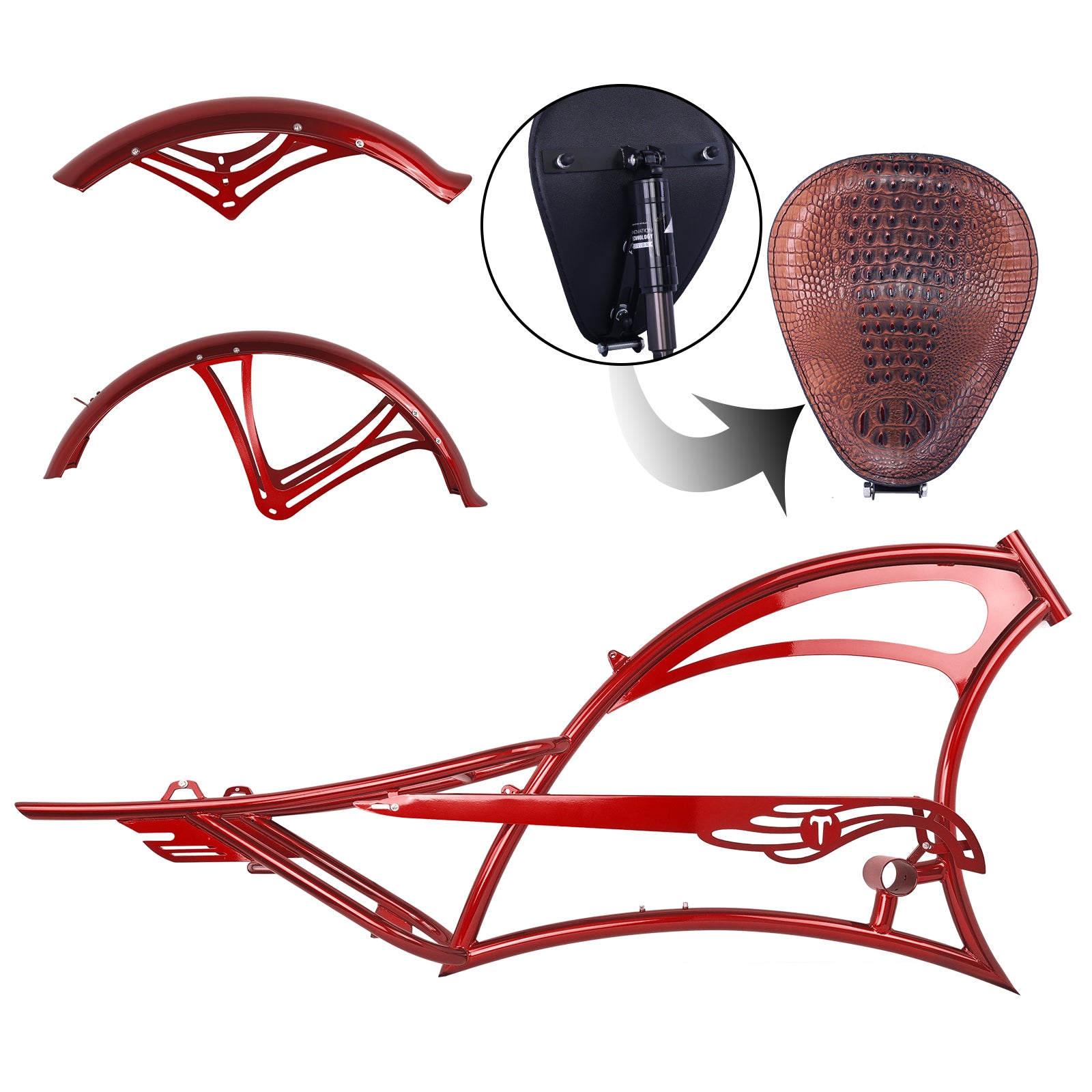 Micargi Scorpion Oversized Frame with Fenders and saddle Red 26 inch