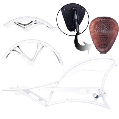 Micargi Scorpion Stretch Frame with chain gard saddle fenders 26inch white