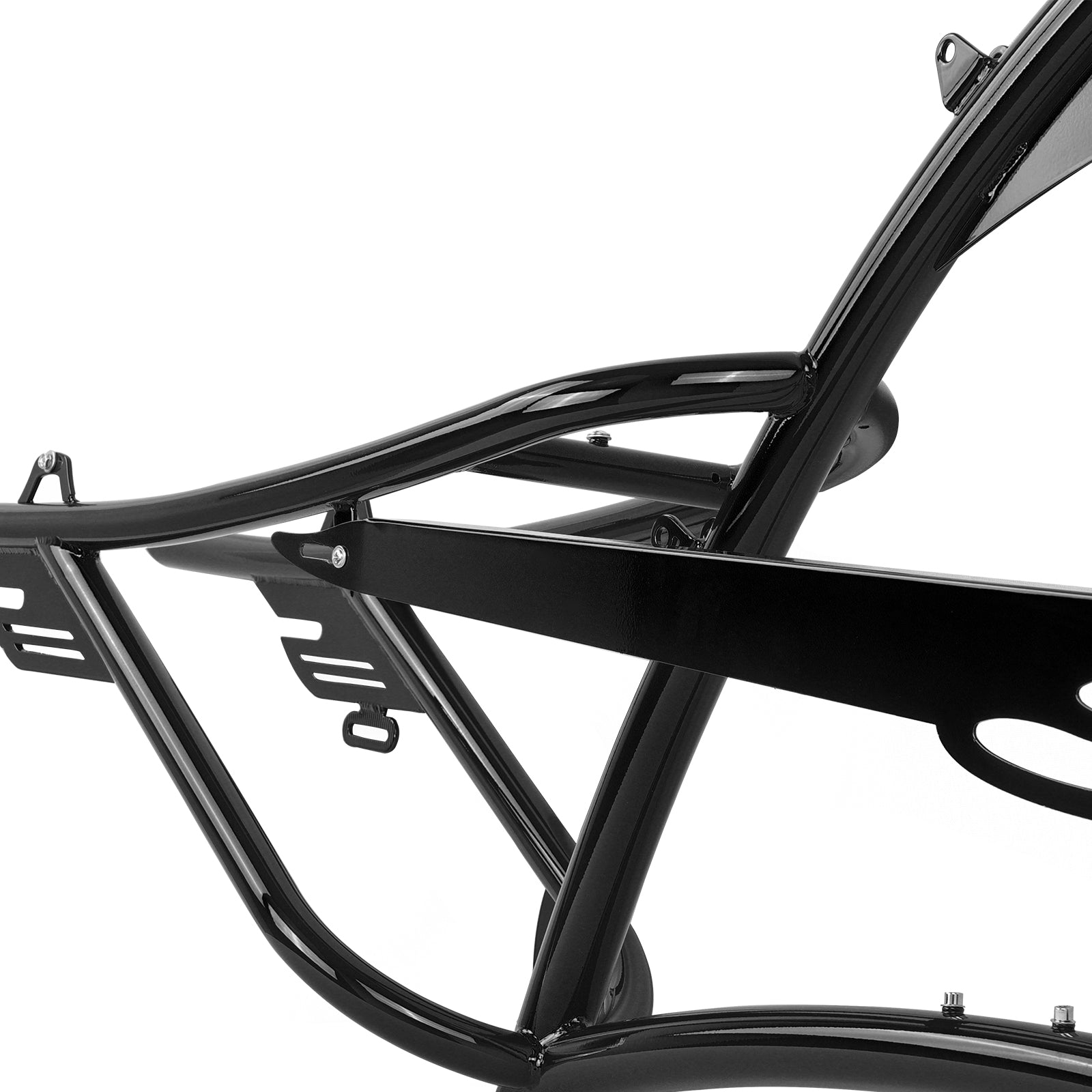 close up of Micargi Scorpion pro dts Bicycle Frame Fenders Saddle Single Speed Black