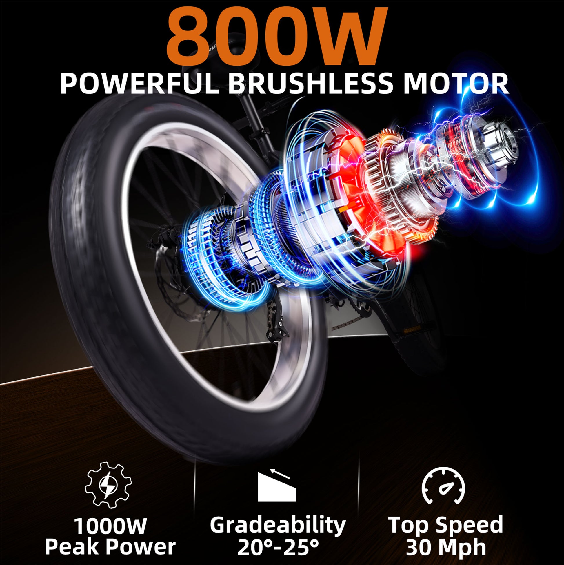 Close up of Micargi Steed Electric Mountain Bicycle powerful 800w rear motor 