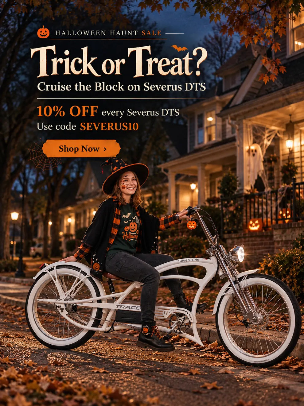 Micargi Severus DTS 800W Electric Chopper E-Bike – Halloween Promotion