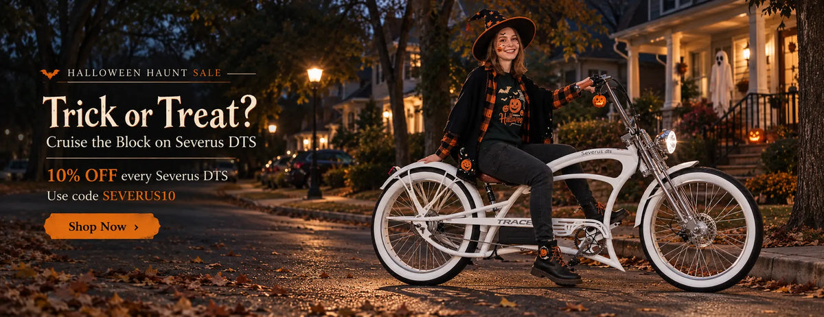 Halloween Sale – Micargi Severus DTS 800W Electric Chopper Stretch Cruiser E-Bike