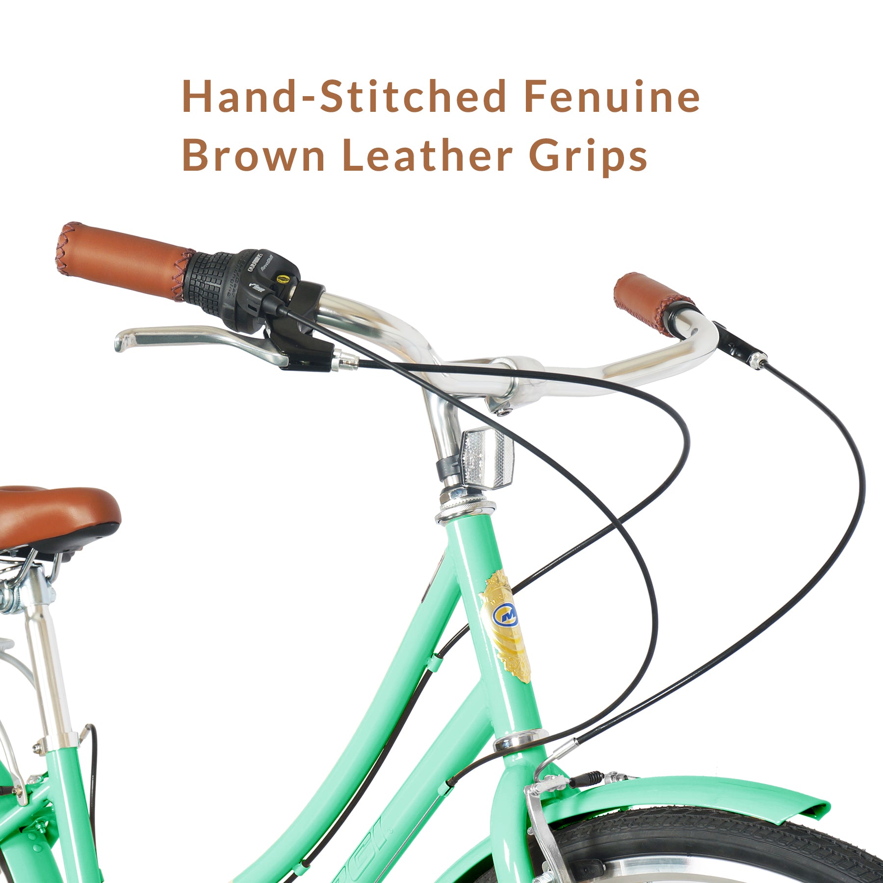 Micargi Kansas Vintage City Bike with brown leather grips 7-Speed 26 inch for women