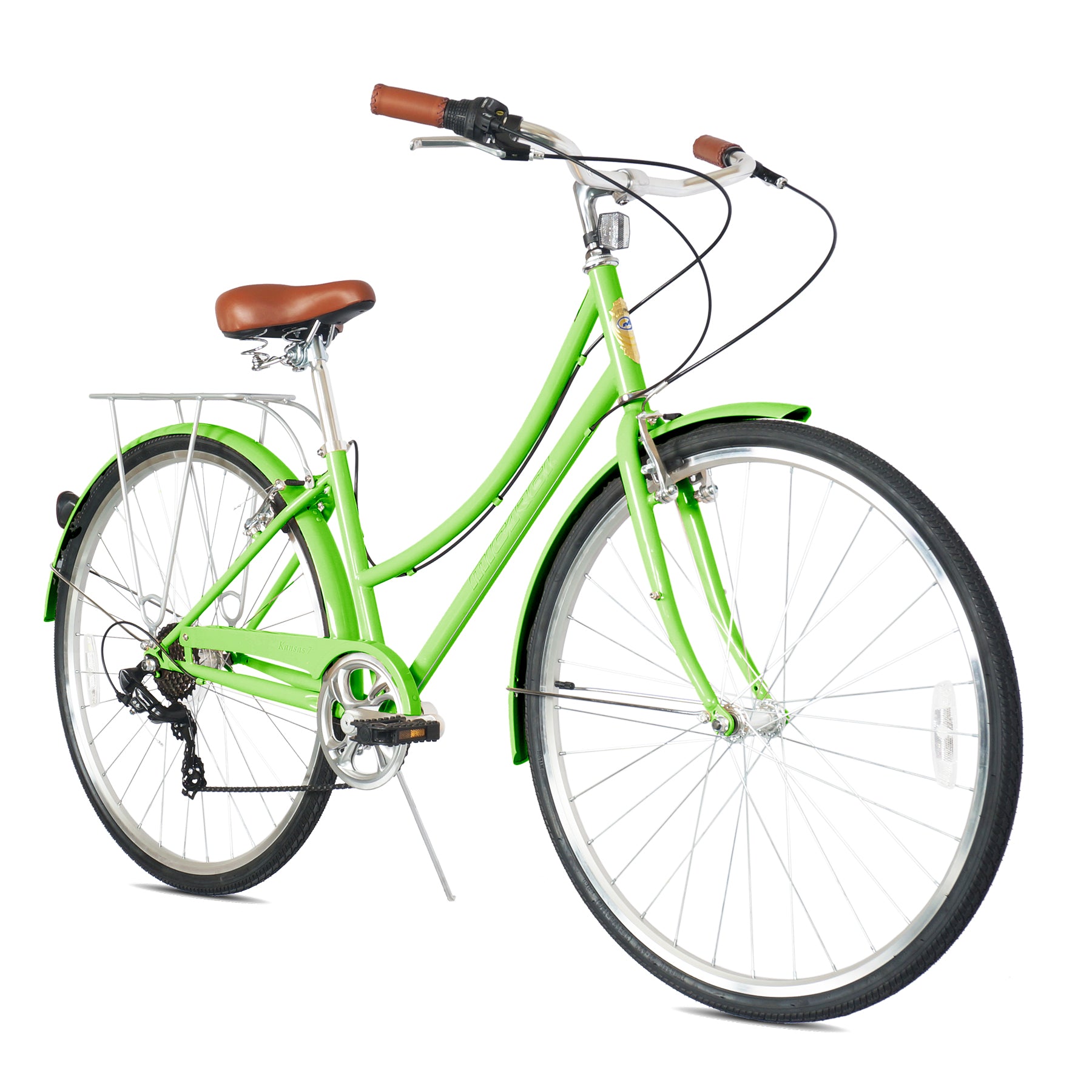 Micargi Kansas Vintage City Bike with rack 7-Speed green for women