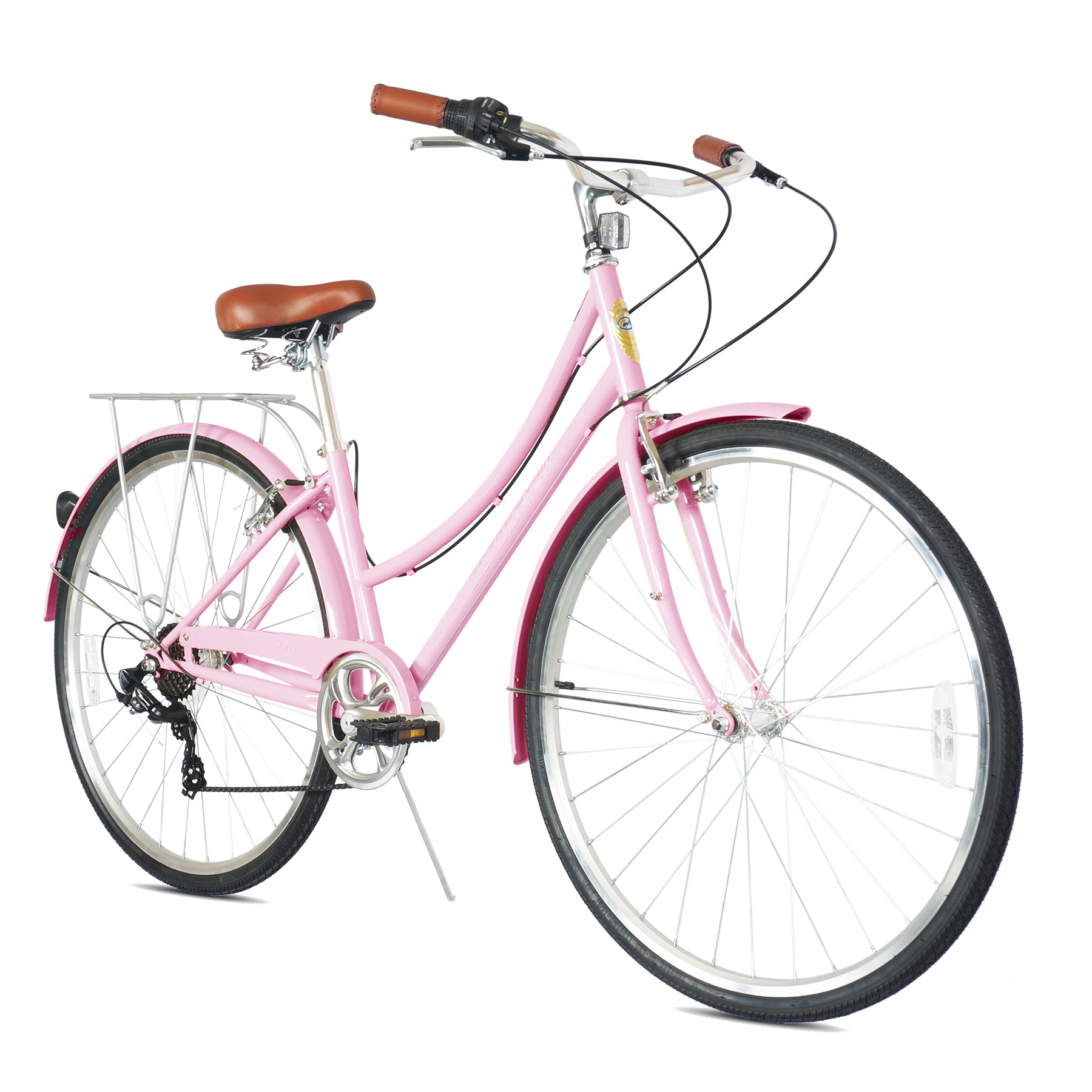 Micargi Kansas Vintage City Bike with rack 7-Speed for women pink