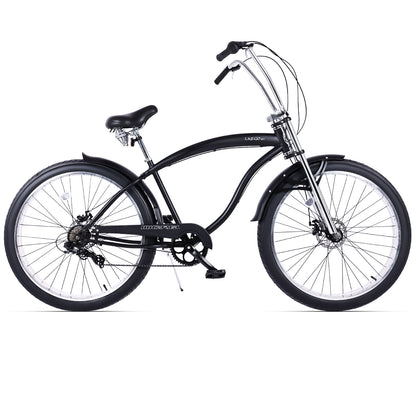 Micargi Largo GT7 Beach Cruiser Bike 7-Speed 29" black triple tree fork