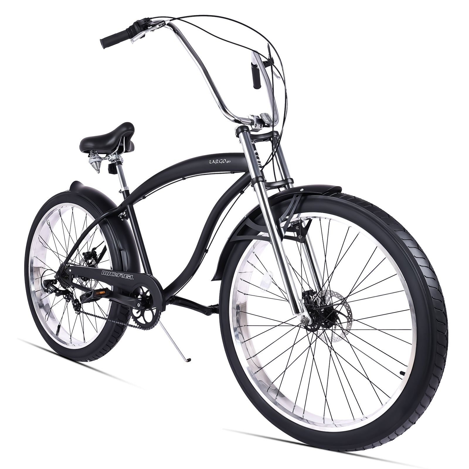 Side view of Micargi Largo GT7 Beach Cruiser Bike 7-Speed 29" black