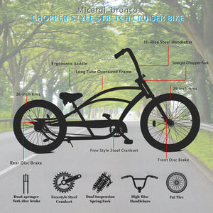 Micargi Bronco 3.0 29'' Stretch Beach Cruiser Bike triple tree fork