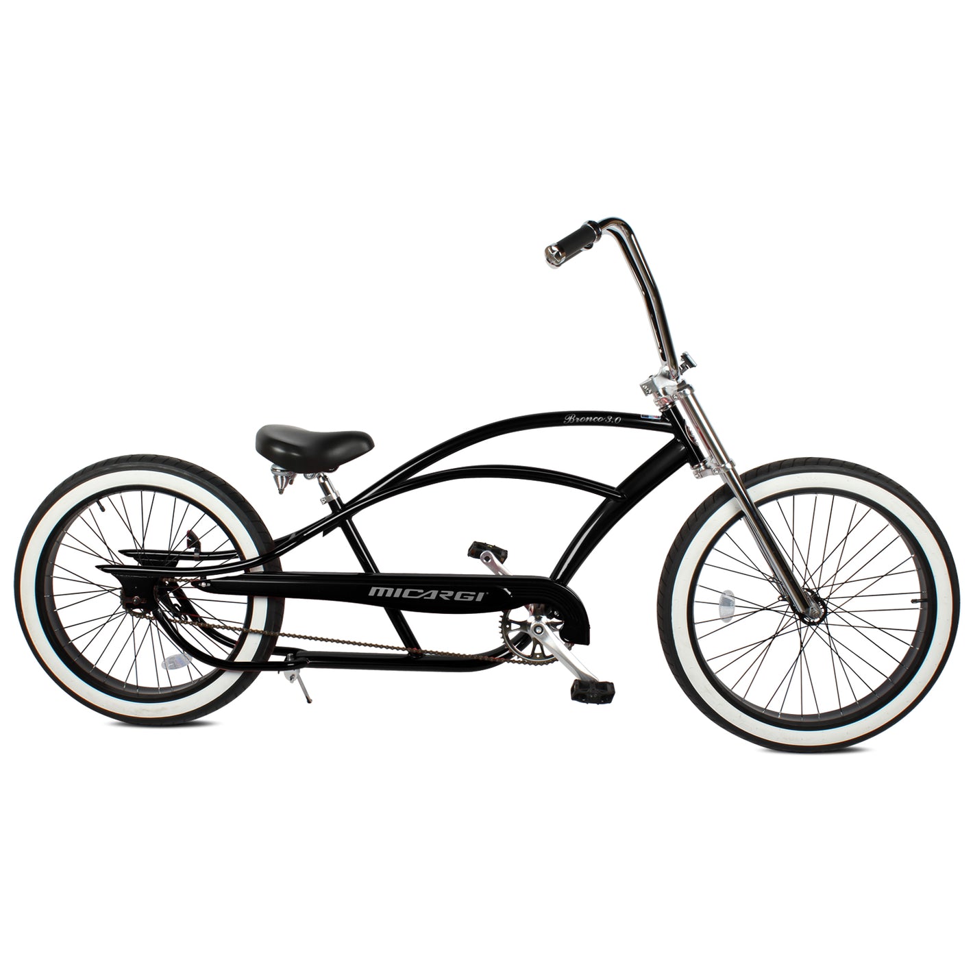 Micargi Bronco3.0 26" Cruiser Beach Bike in matte black coaster brake