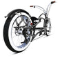 side view of tracer raider ds 7 speed chopper cruiser bike 26inch black oversized frame