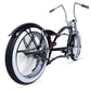 Side view of tracer scorpion pro dts beach cruiser bike 26 inch black wide saddle fat tire