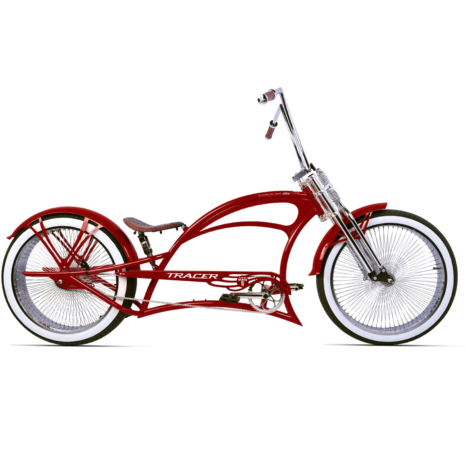Scorpion Stretch Cruiser Bike Hi-rise handlebar in Red