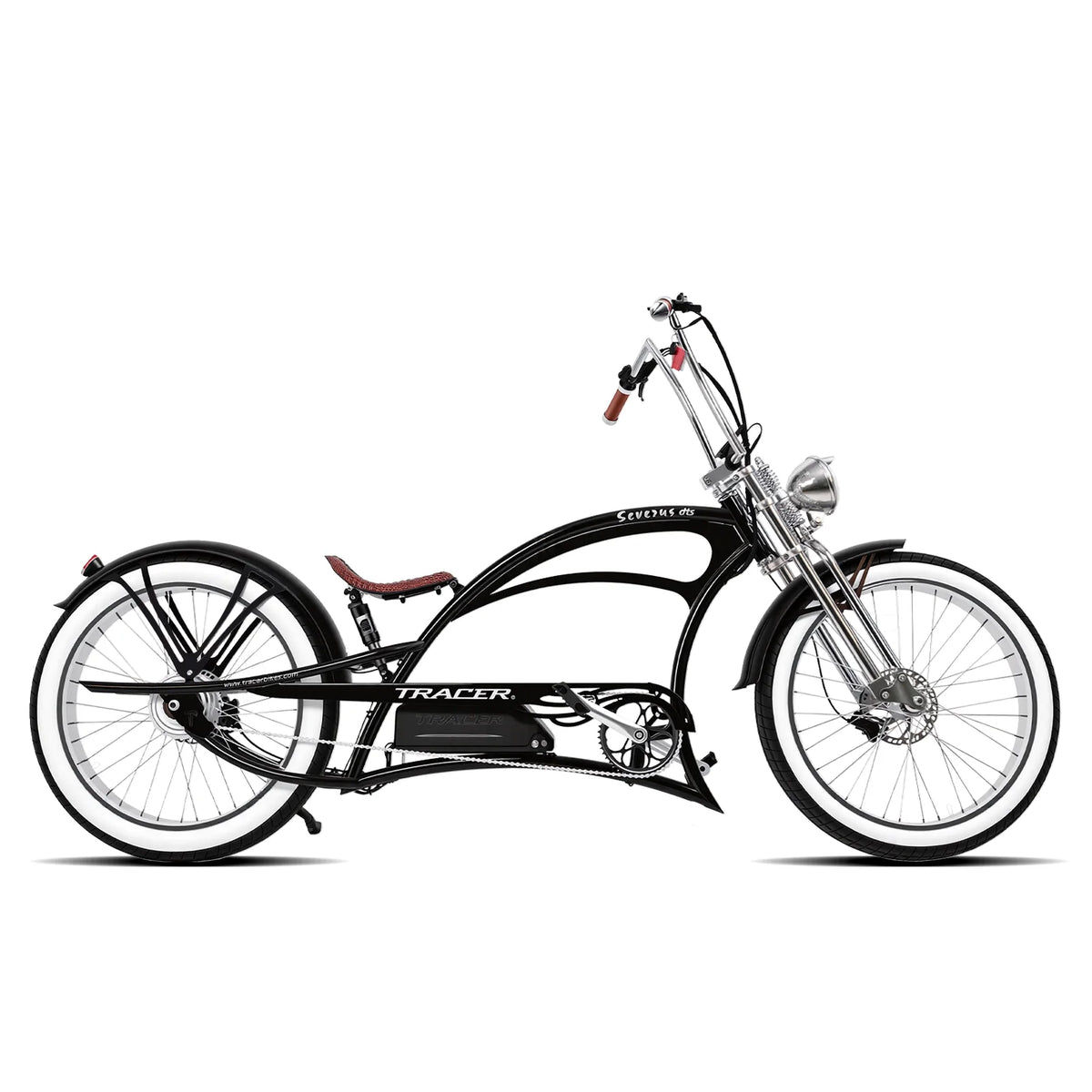 Severus DTS black 800W electric chopper stretch cruiser e-bike