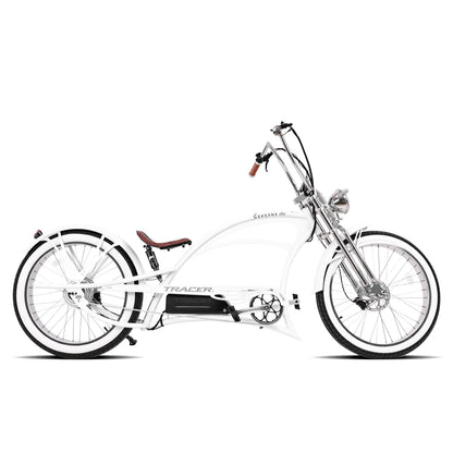 Severus DTS white 800W electric chopper stretch cruiser e-bike