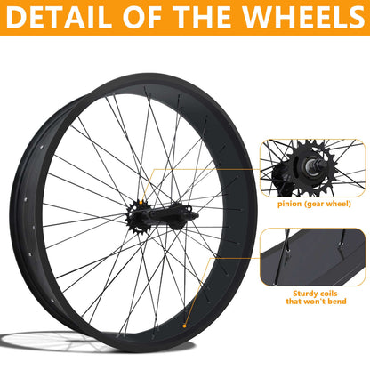 Micagi WH-T952636C 29"X4"X13GX36H Alloy FAT RIMS WHEEL SET.