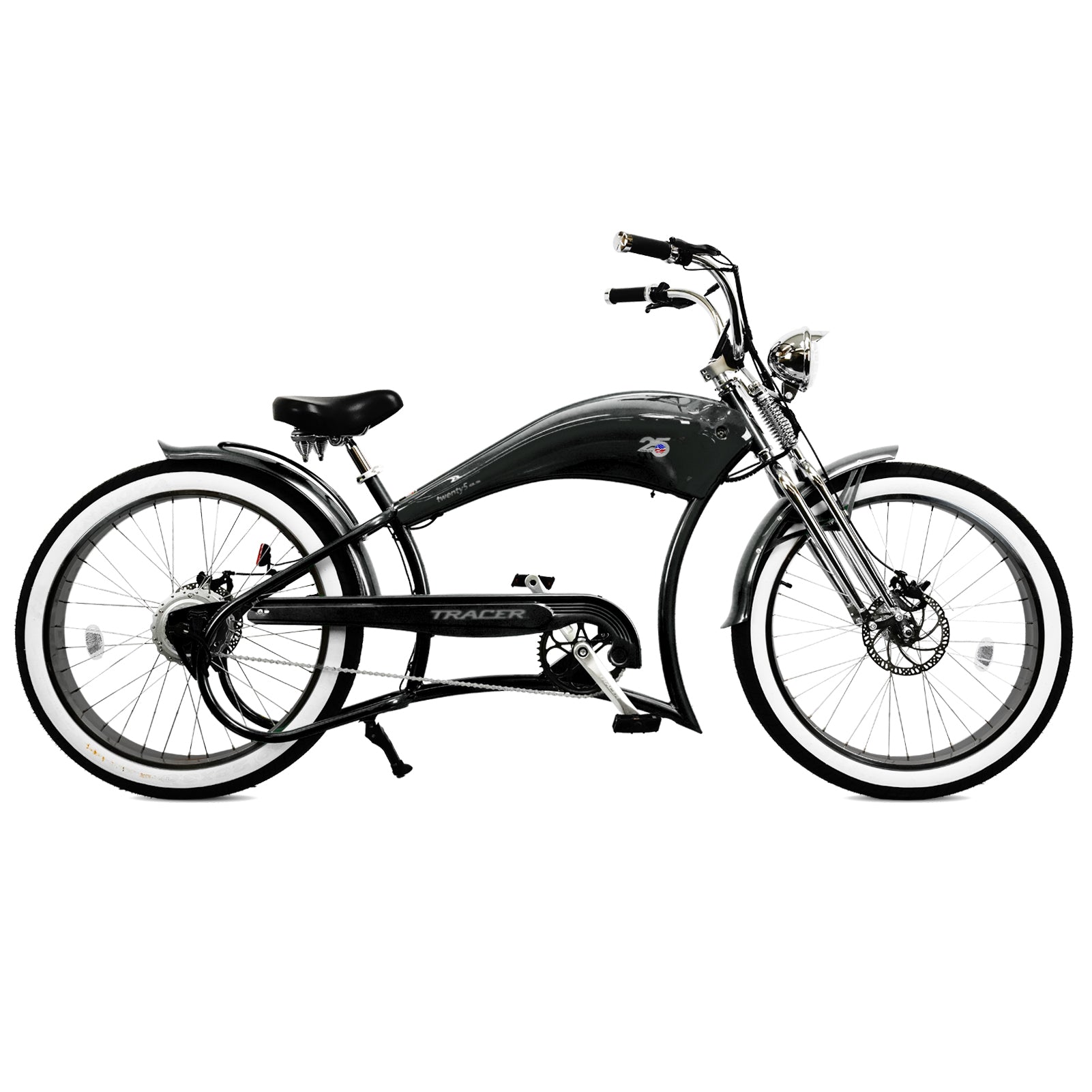 Tracer Twenty5 DS 500W Chopper Cruiser E-Bike in black