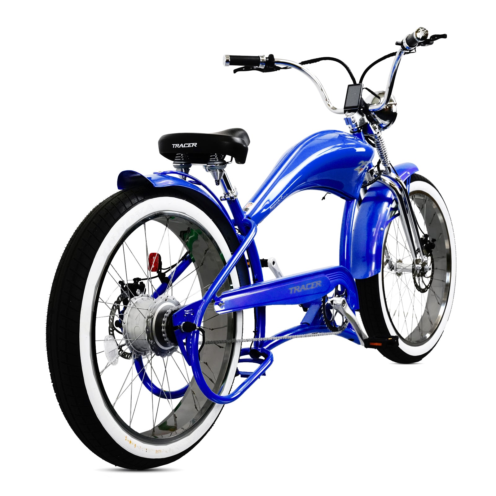 Side view of Tracer Twenty5 DS 500W Chopper Cruiser E-Bike fat tire