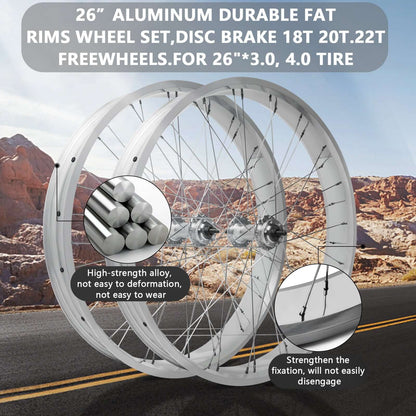 Micagi WH-T952636C 29"X4"X13GX36H Alloy FAT RIMS WHEEL SET.