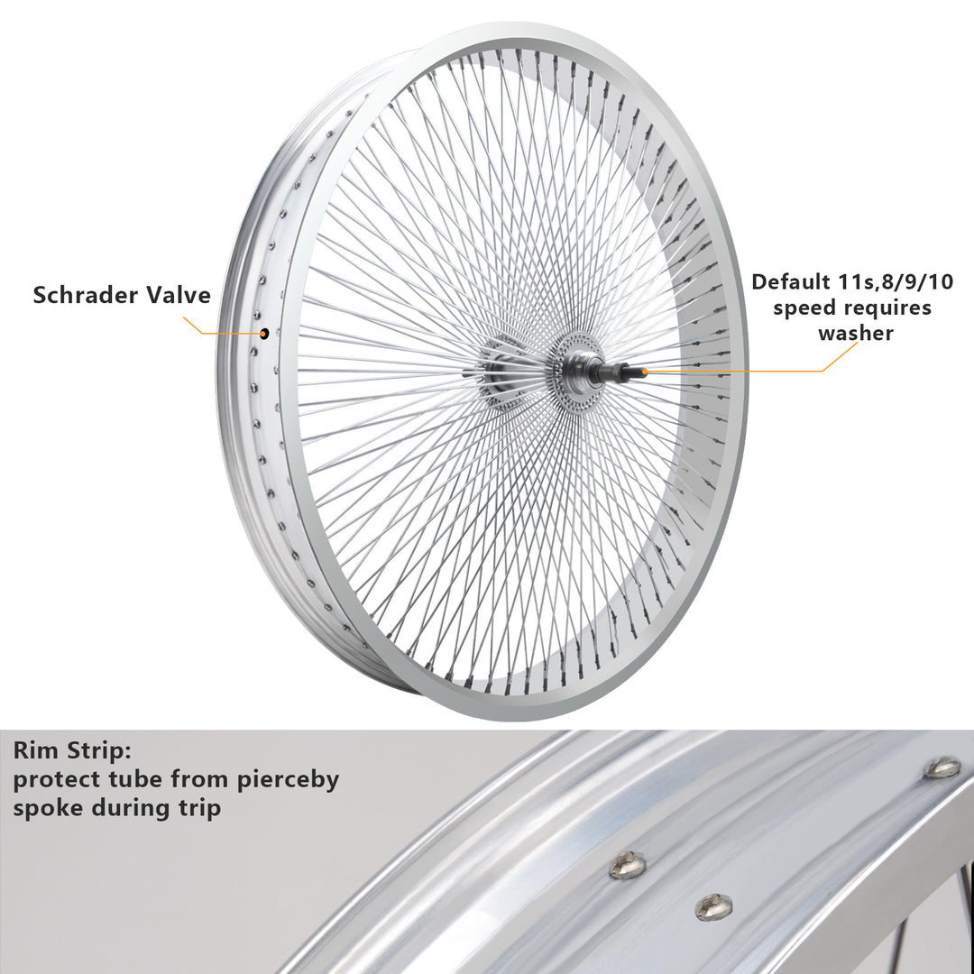 Micargi WH-TR7526140D7 13GX140H Fat Rims Wheel Set FOR 7 SPEED 26"X3",4" Fat Tire