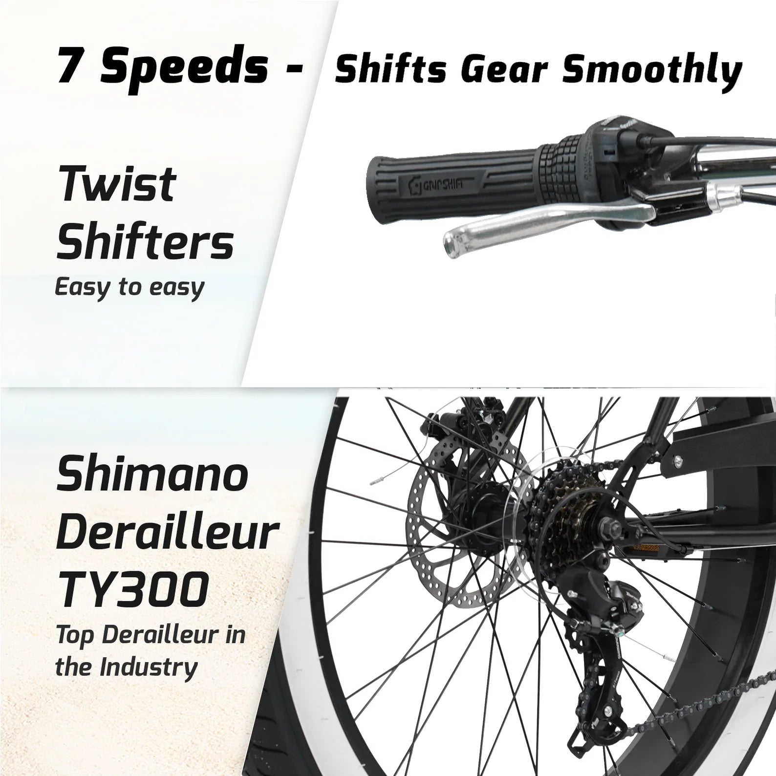 close up of Tracer Avalon GT7 29" Beach Cruiser Bikes 7-speed disc brake