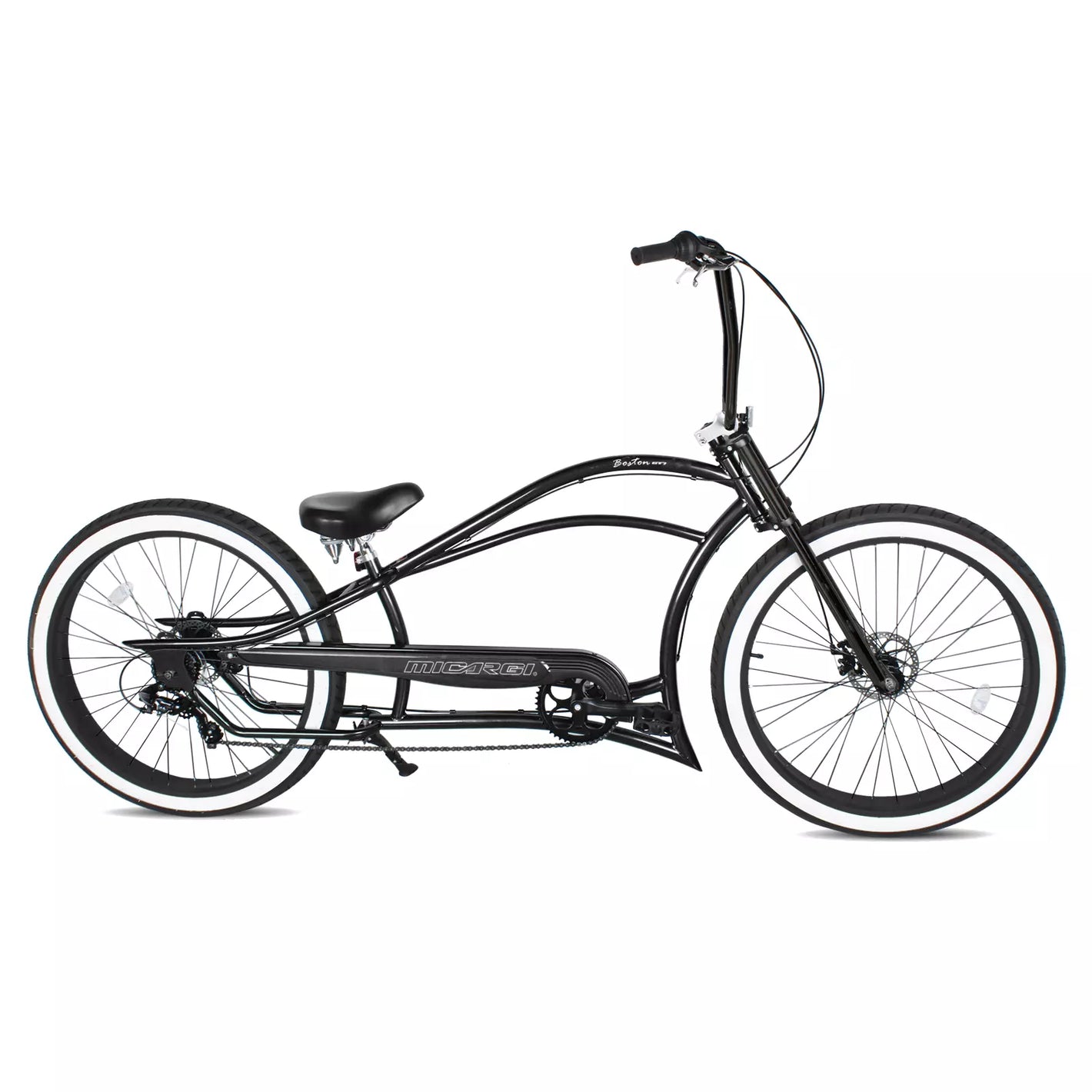 Micargi Boston GT7 Stretch Cruiser Bicycle Disc Brake White Wall Tire Black