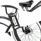 Close up of Micargi Boston GT7 Stretch Cruiser Bicycle wide saddle disc brake hi-ten steel frame