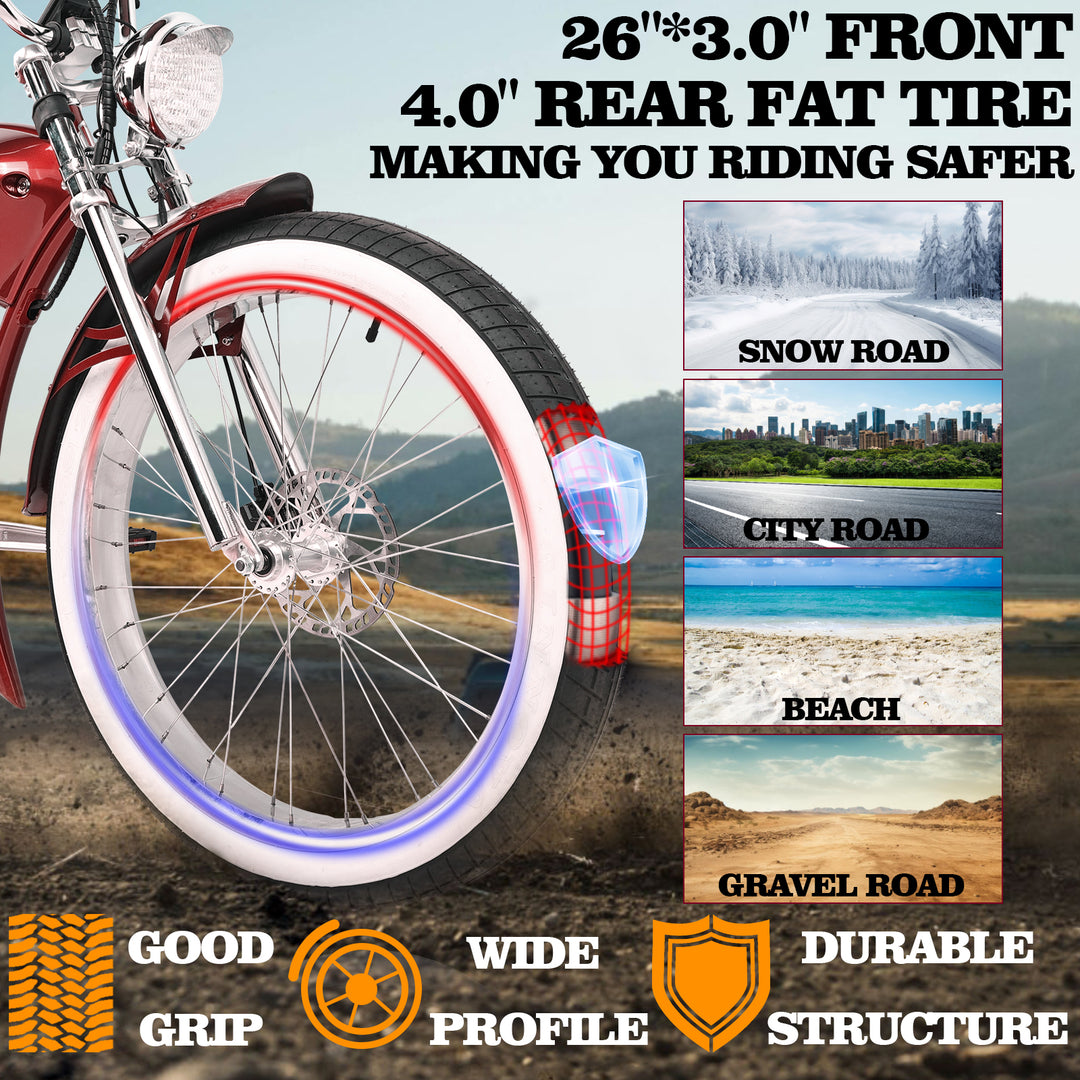 Tracer Twenty5 GT 500W 26" CRUISER E-BIKE
