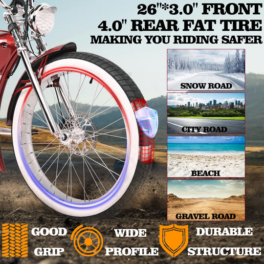 Tracer Twenty5 GT 500W 26" CRUISER E-BIKE