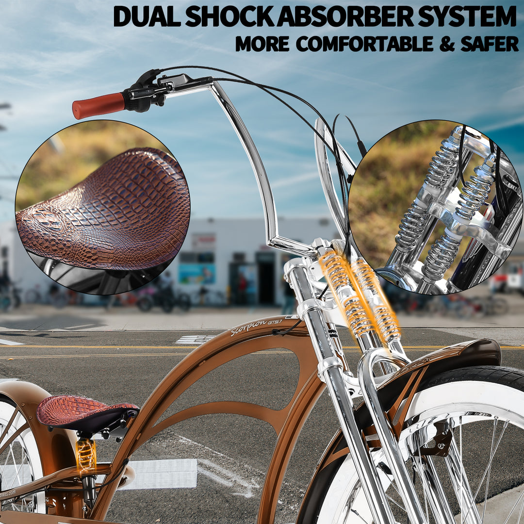 Scorpion GTS 7Speed Stretch Chopper Cruiser Bike