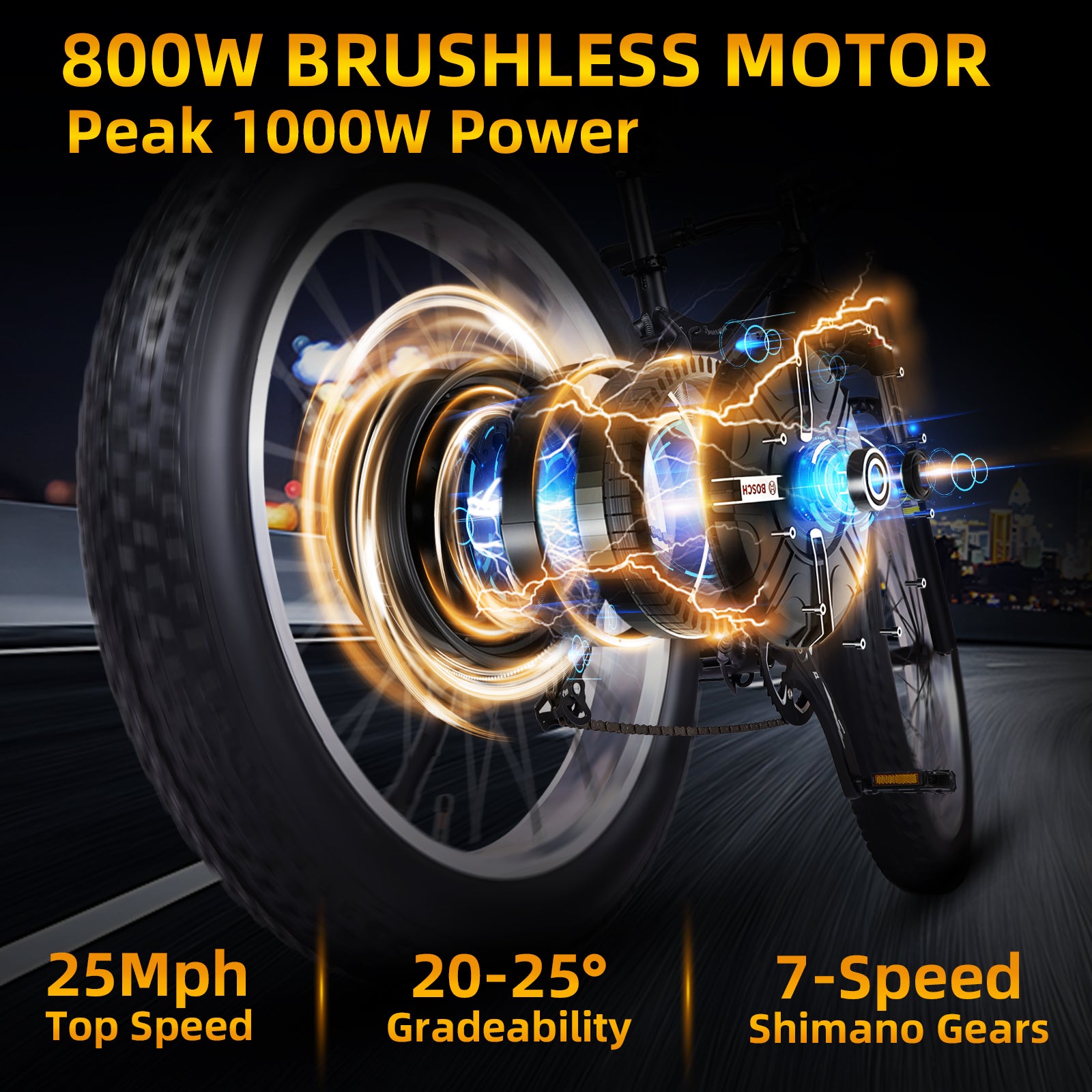 Tracer Tacoma Fat Tire Mountain E-bike with Powerful Peak 1000W Rear Hub Motor 