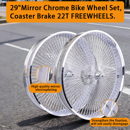 Micargi WH-TH9529140C-CP 29" Fat Rims Bike Alloy Electroplating Wheel Set with Coaster Brake