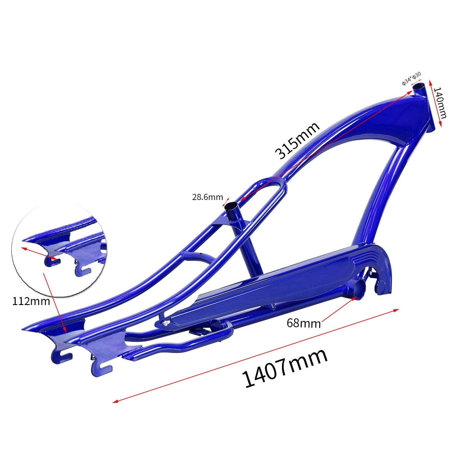 Side View of Micargi Puma Frame Stretch chopper bike