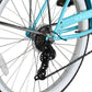 Close up of Micargi Pantera Women's Beach cruiser Bike 7 Speed in blue