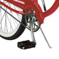 Close up of Micargi Tahiti Single Speed Beach Cruiser Bike 26 inch for men in red sturdy crankset and kickstand