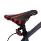 Close up of Micargi Cross 5.0 700c Hybrid Road Bike red and black seat